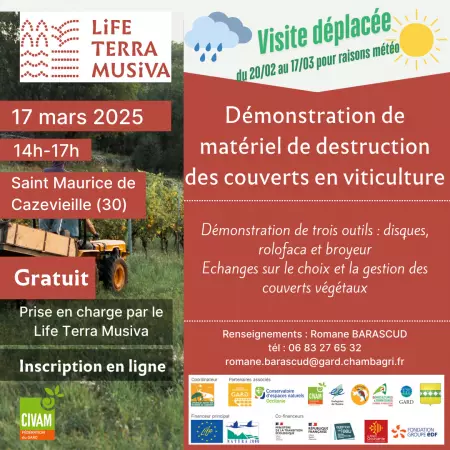 Démonstration de matériel de destruction des couverts en viticulture